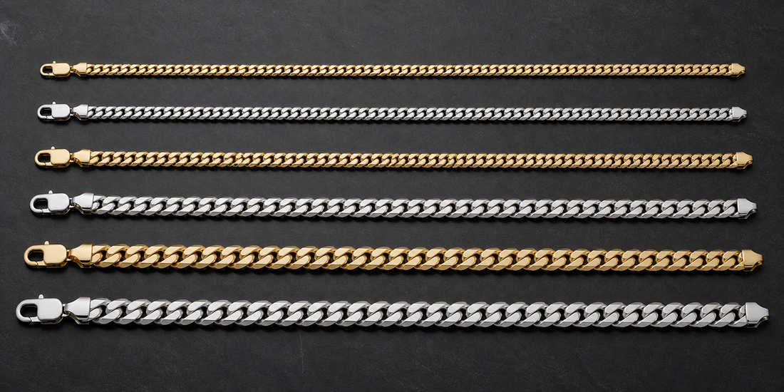 Cuban link chain style comparison from slim to bold widths