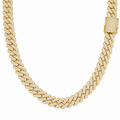 Gold 12mm triple-row moissanite Cuban link necklace