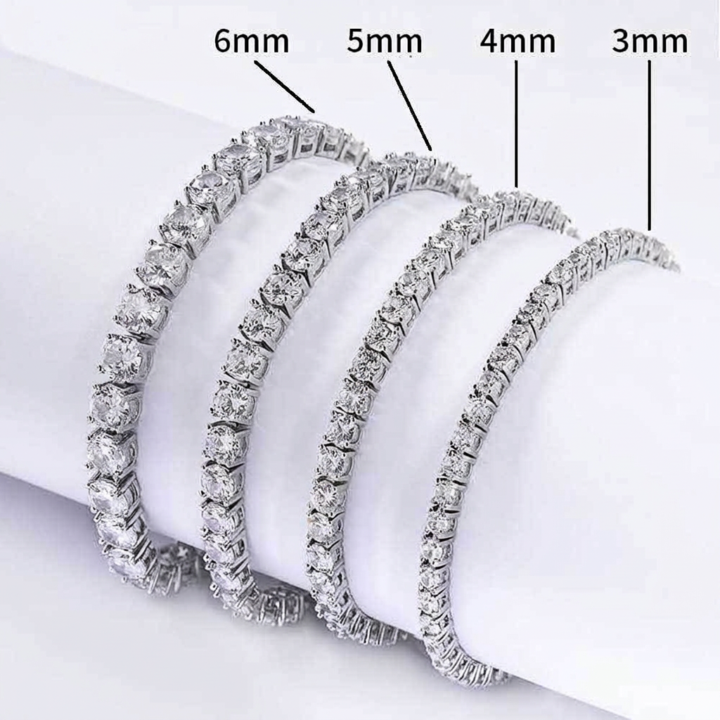 Gold and white gold CZ tennis bracelet in 3mm 4mm 5mm and 6mm widths