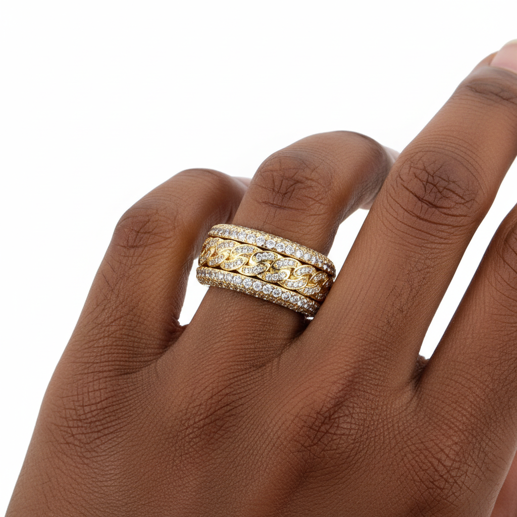 Iced Out Cuban Link Ring