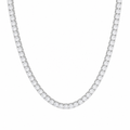 CZ tennis chain necklace in white gold finish