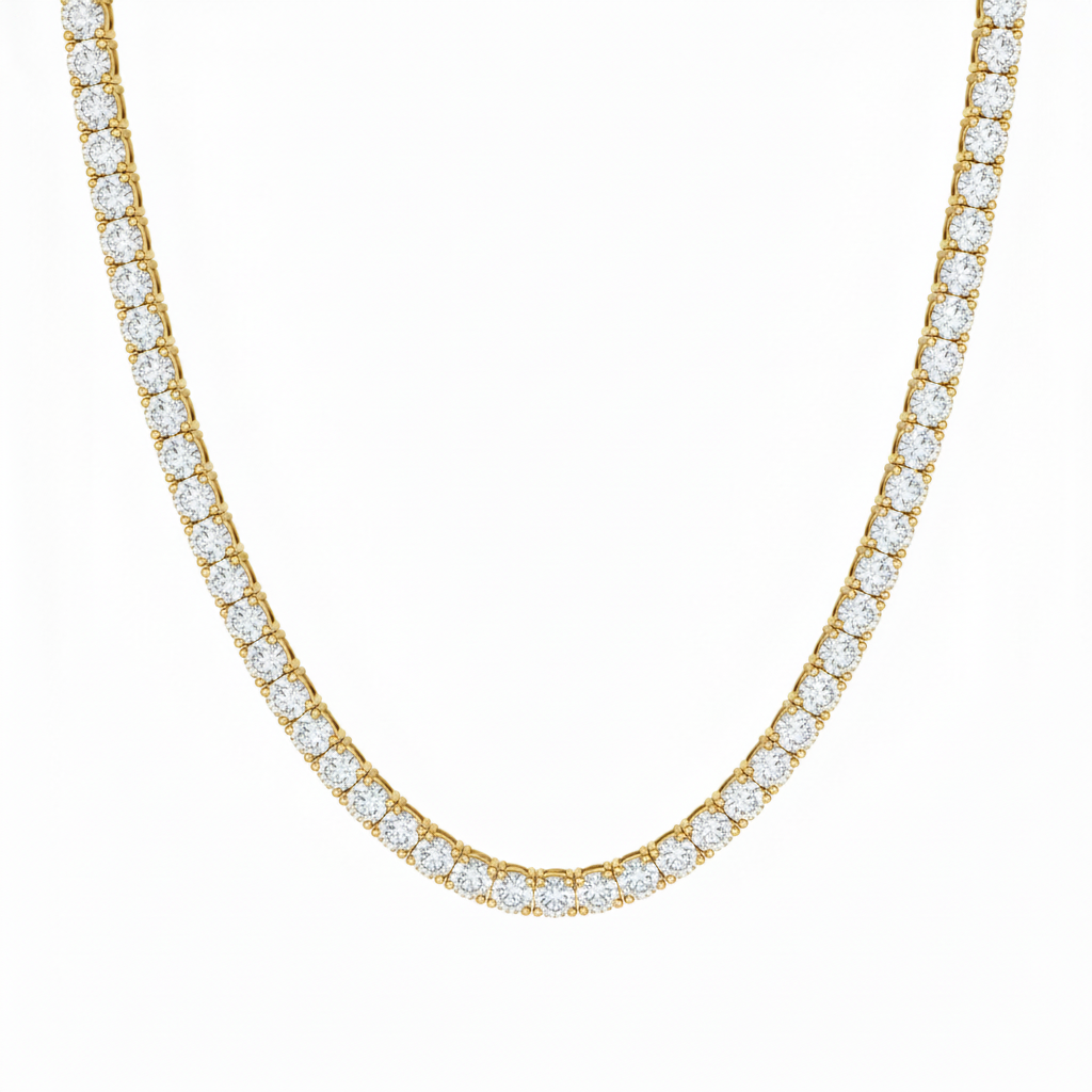 Gold plated CZ tennis chain necklace