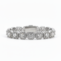 Cluster tennis bracelet with iced-out CZ stones in silver tone