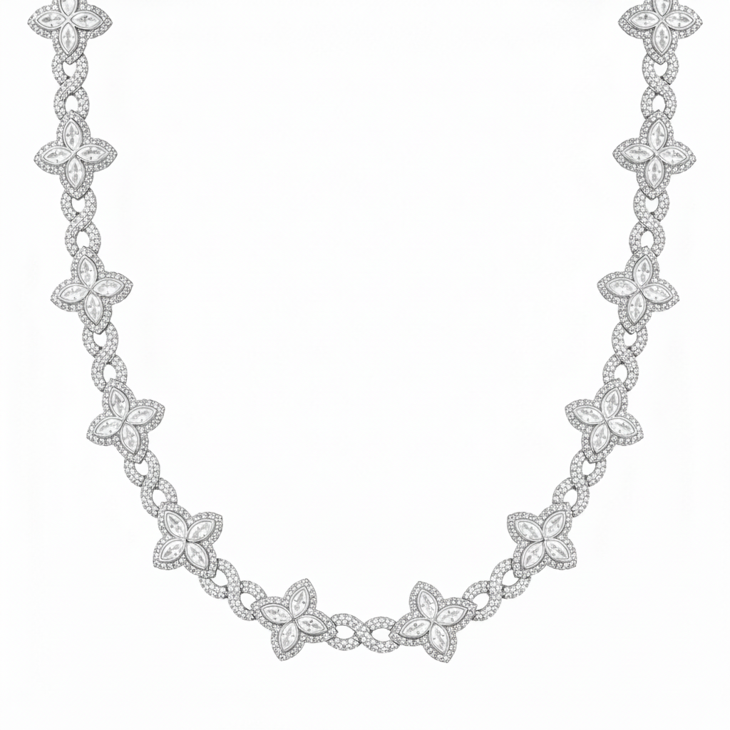 Iced Floral Cuban Link Chain