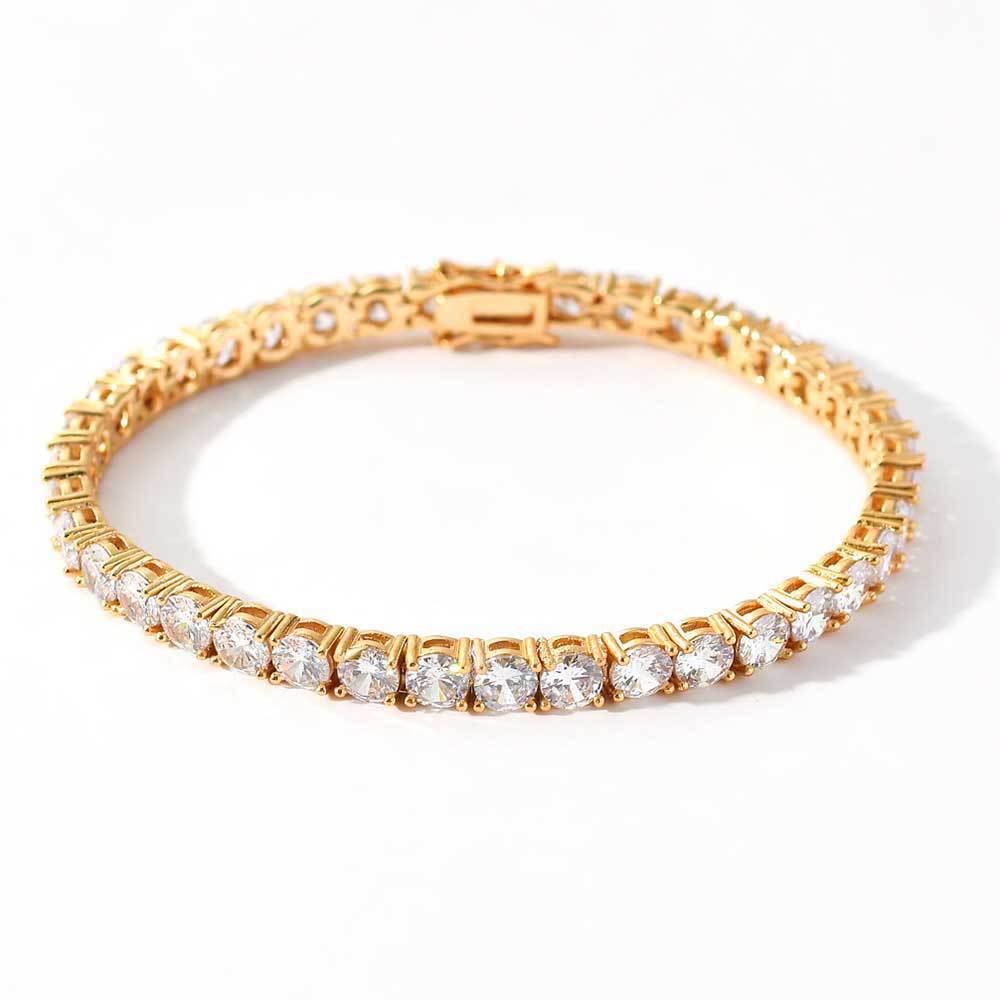 Gold plated CZ tennis bracelet with iced stones
