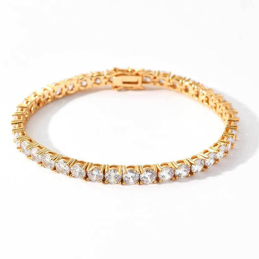 Gold plated CZ tennis bracelet with iced stones
