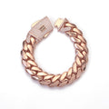 Rose gold half-iced Miami Cuban bracelet with CZ stones