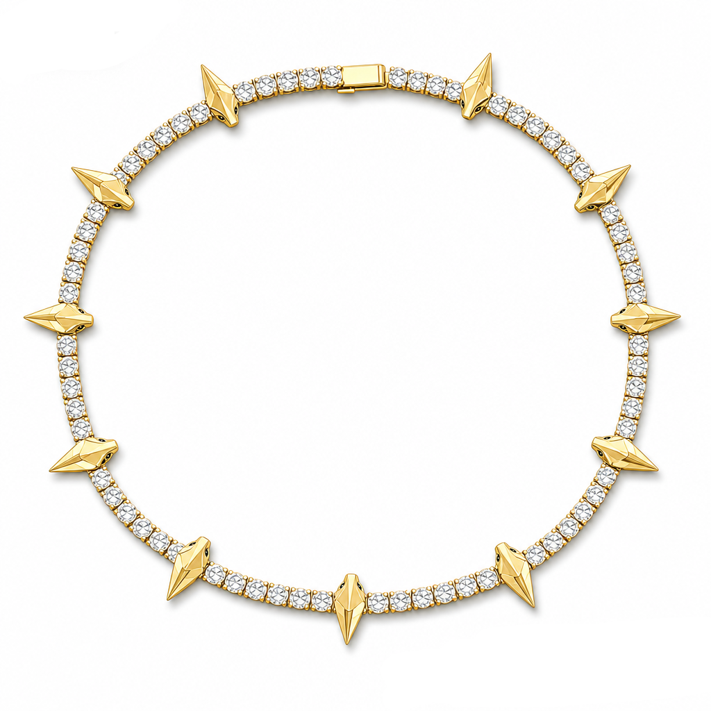 5mm Black Panther Moissanite Tennis Necklace in Gold