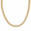 Gold 6mm moissanite Cuban link necklace on white background