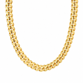Gold Polished Iced Cuban Link Chain on white background