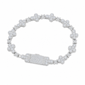 White Gold Iced Clover Cross Bracelet on white background