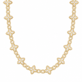 Iced Floral Cuban Link Chain in Gold Plated on white background